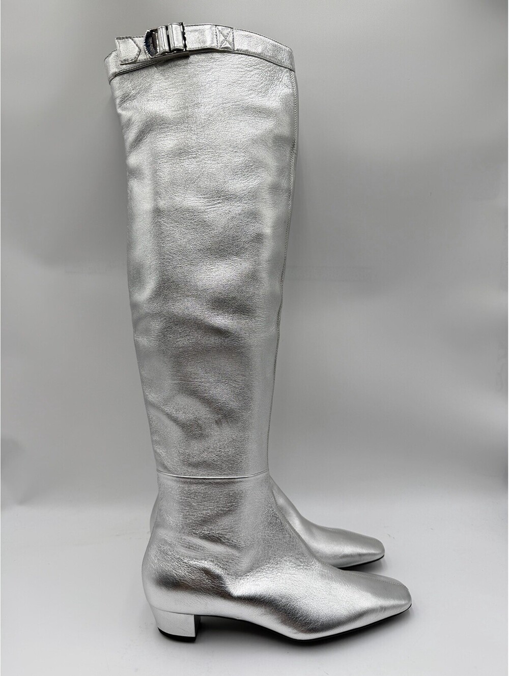 Tom Ford Women's Metallic Over-the-knee Boots Silver Size 40